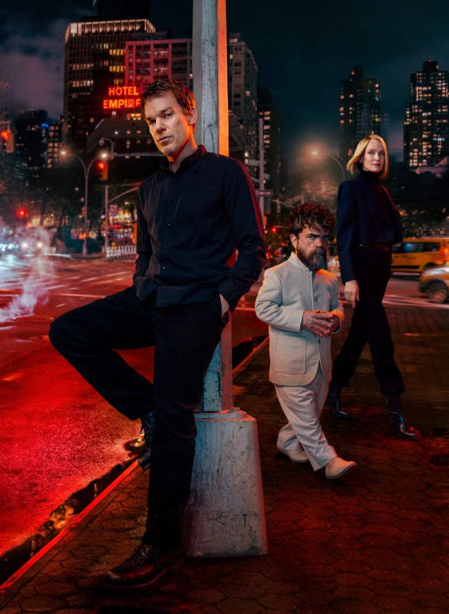 Michael C. Hall, Peter Dinklage, and Uma Thurman in 'Dexter: Resurrection'