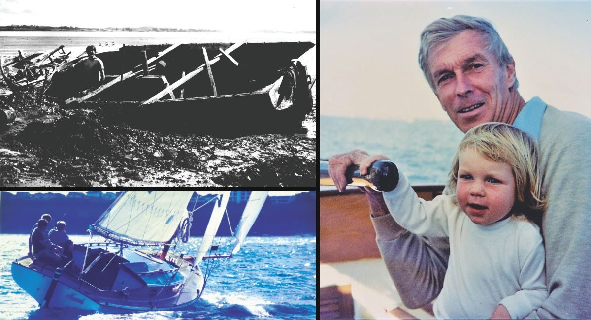 daughter Clair; and Nomad fully restored under sail. // Photo credit: Copeland family archives