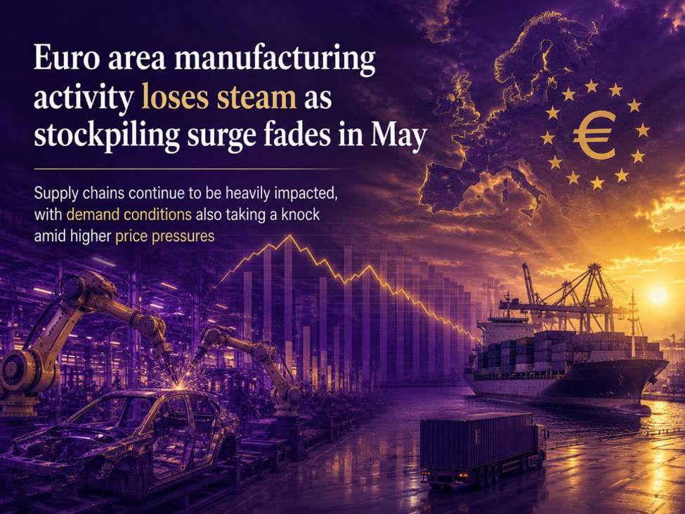 Euro area manufacturing activity loses steam as stockpiling surge fades in May