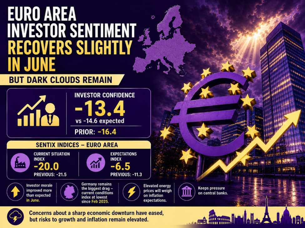 Euro area investor sentiment recovers slightly in June but dark clouds remain
