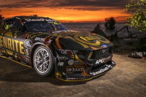 A close up of Grove Racing's Indigenous Round livery for Matt Payne and Kai Allen.