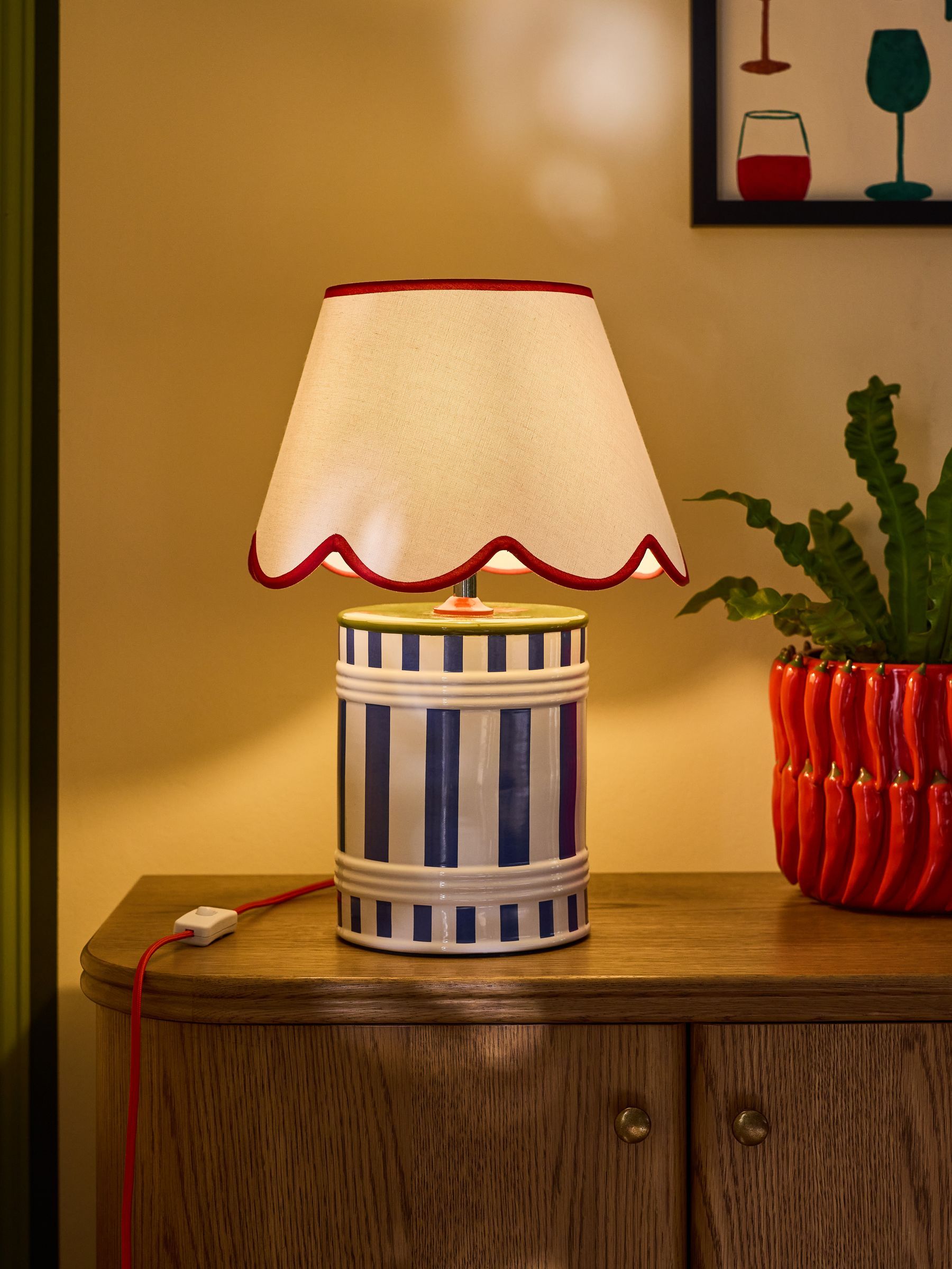 Lia Gold X Next Blue/white Stripe Ceramic Table Lamp - Size One