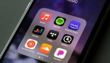 Assorted Music Apps on smartphone screen