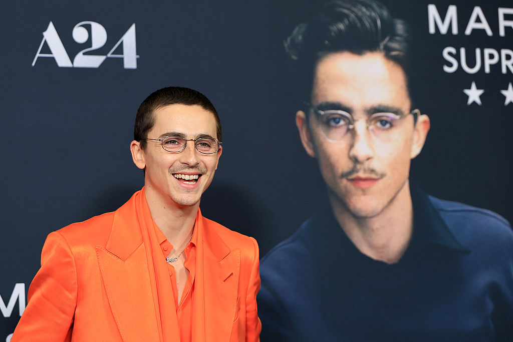 Timothée Chalamet attends A24's "Marty Supreme" New York premiere on December 16, 2025 in New York City.