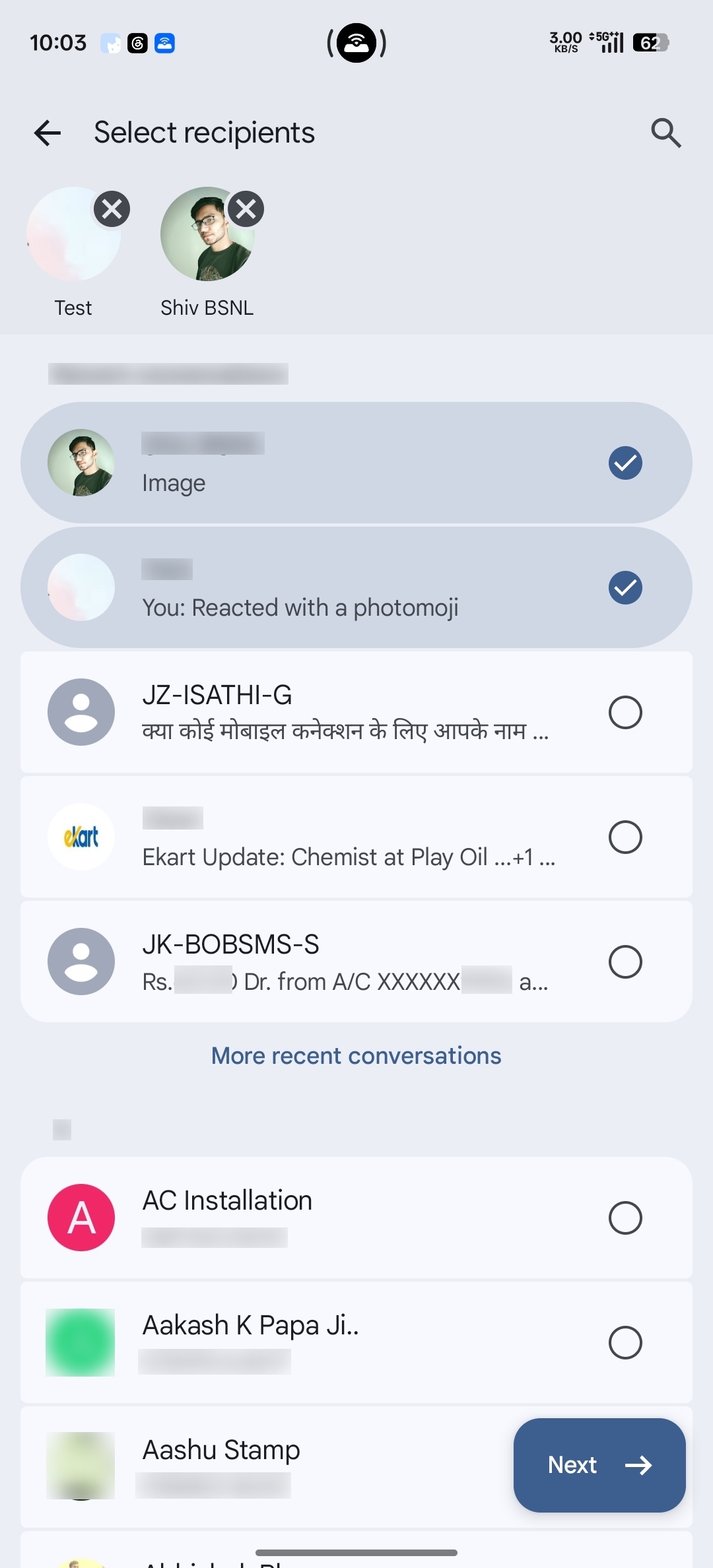Google Messages Forwarding multiple messages current behavior 2