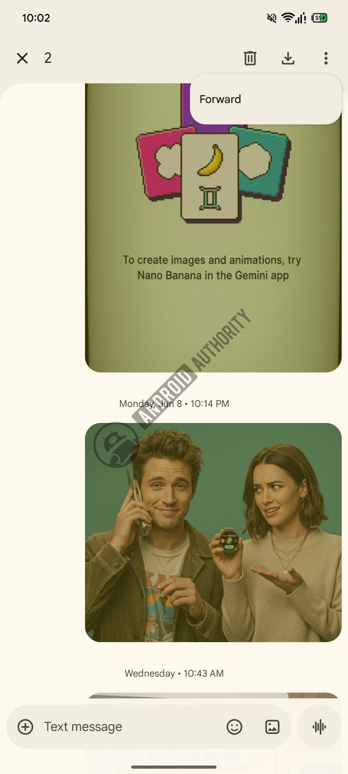 Google Messages Forwarding multiple messages new behavior 2 watermarked