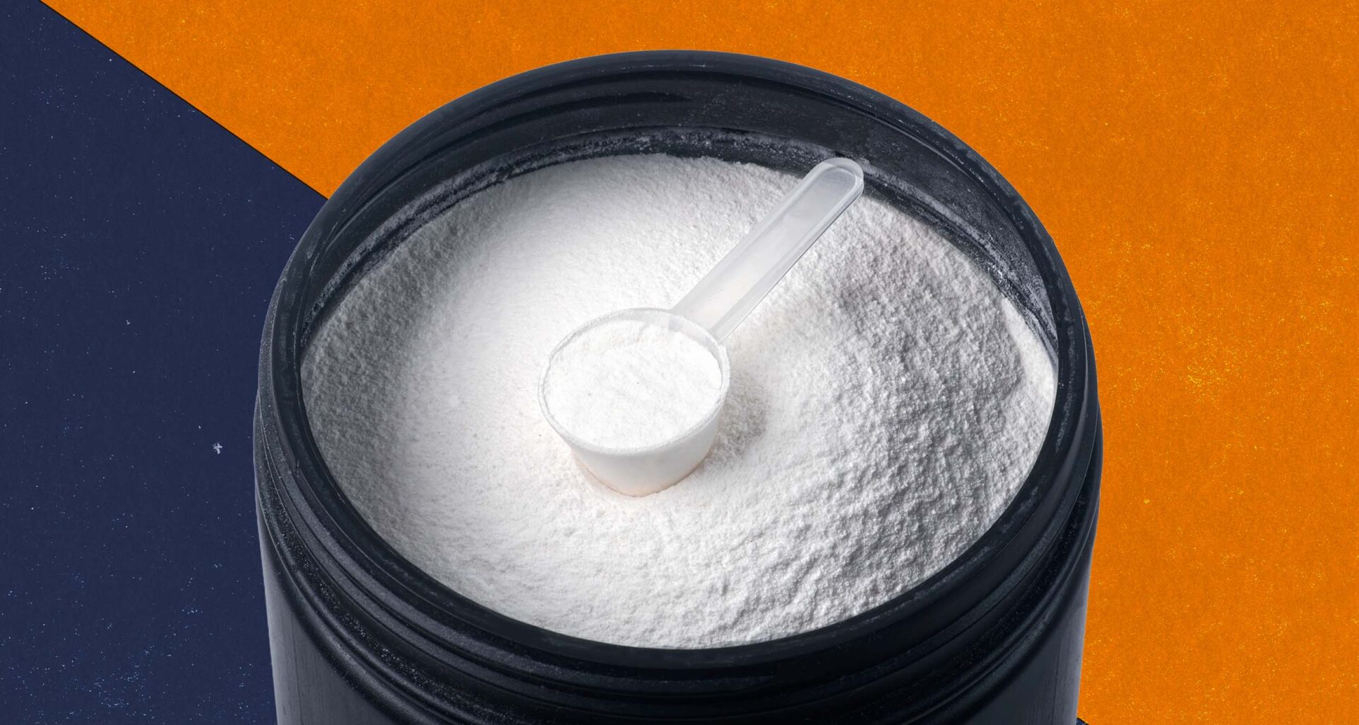 Collage of color blocks and photo of creatine.