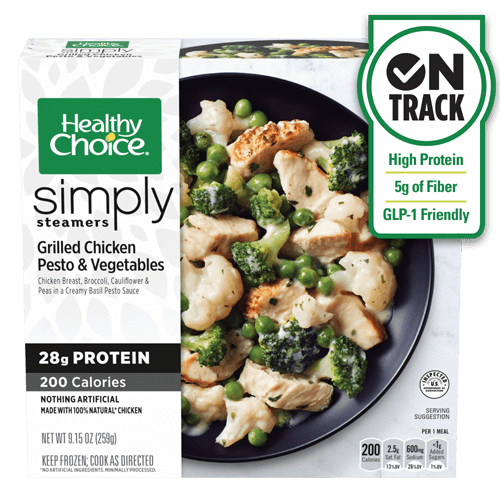 Conagra Brands, which owns Healthy Choice, includes the label on several of its frozen meals, including a Grilled Chicken Pesto & Vegetables dish that packs 28 grams of protein and is only 200 calories