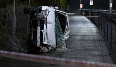 One seriously injured after car rolls onto Auckland cycleway near Avondale