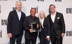 (L-R) Michael Steinberg, EVP, Chief Revenue & Creative Officer, BMI, honoree Paul Anka, recipient of the BMI Icon Award, Barbara Cane, Vice President, Worldwide Creative and Advisor to the EVP, Creative & Licensing, and Todd Horvath, President & COO, BMI, attends the 2026 BMI Pop Awards at Beverly Wilshire, A Four Seasons Hotel on May 12, 2026 in Beverly Hills, California.