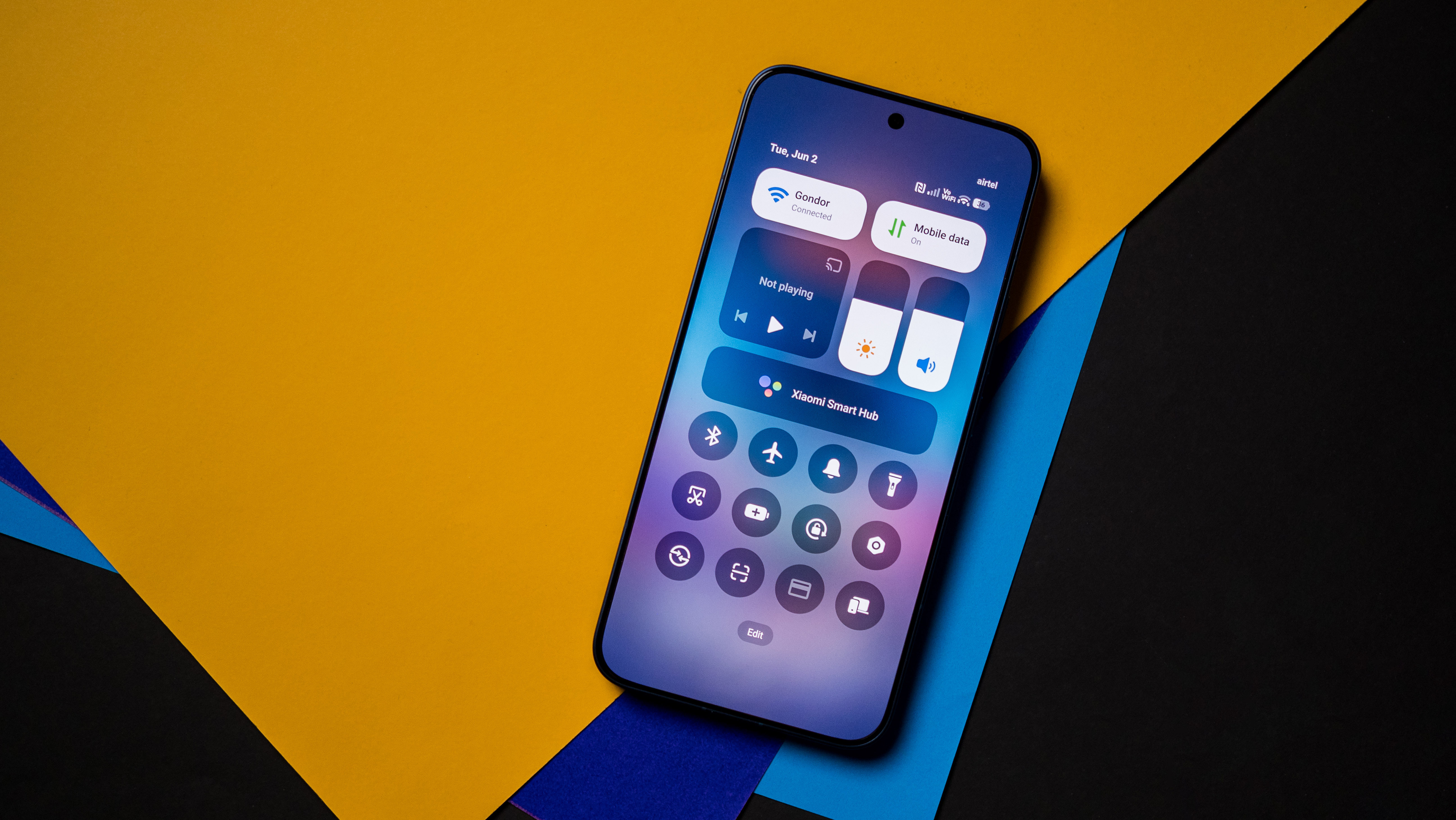 Xiaomi 17T Pro notification drawer highlighted against a craft sheet