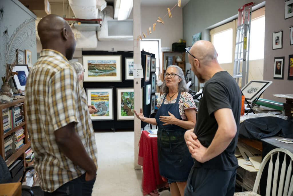 Leslie Peebles (Printmaker) giving a tour of her studio.