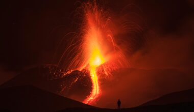 Man Mount Etna Volcanic Eruption