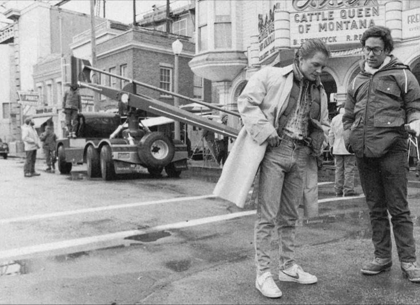 Michael J. Fox and Bob Gale on set