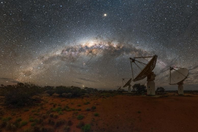 Milky Way Above CSIRO ASKAP Radio Telescope