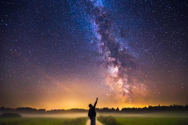 Milky Way Galaxy Looking Up Pointing