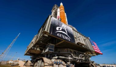 NASA just rolled a 3,100-ton machine 4 miles to the launch pad at less than 1 mph, the heaviest self-powered vehicle on Earth, carrying a Moon rocket that weighs less than the machine hauling it