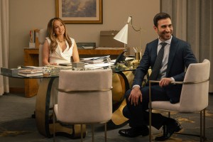 OFFICE ROMANCE, from left: Jennifer Lopez, Brett Goldstein, 2026. ph: Ana Carballosa /© Netflix /Courtesy Everett Collection