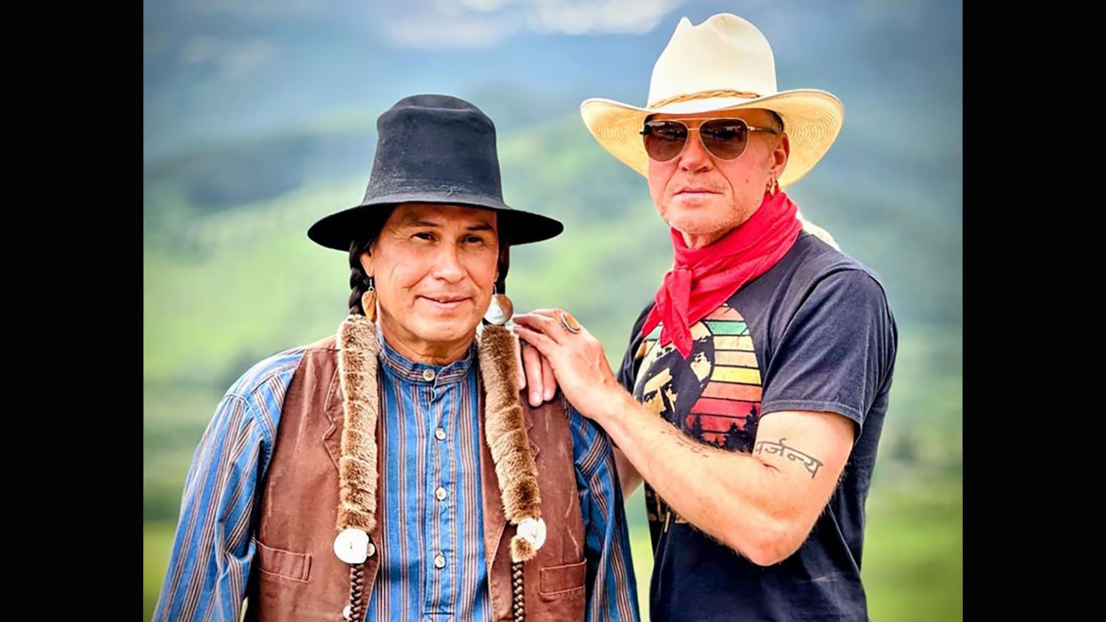 "Outriding the Devil" Director Raen Le Vell with "Yellowstone" actor Mo Brings Plenty.