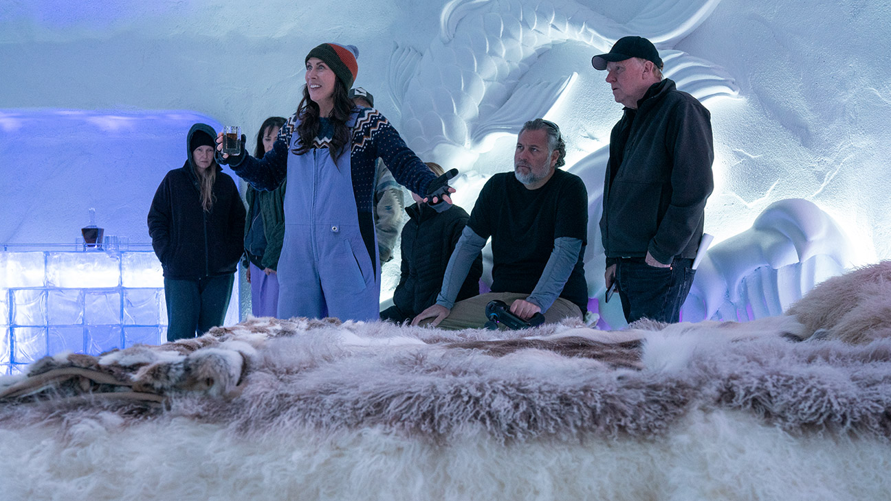 Miriam Shor in behind the scenes image from Pluribus.