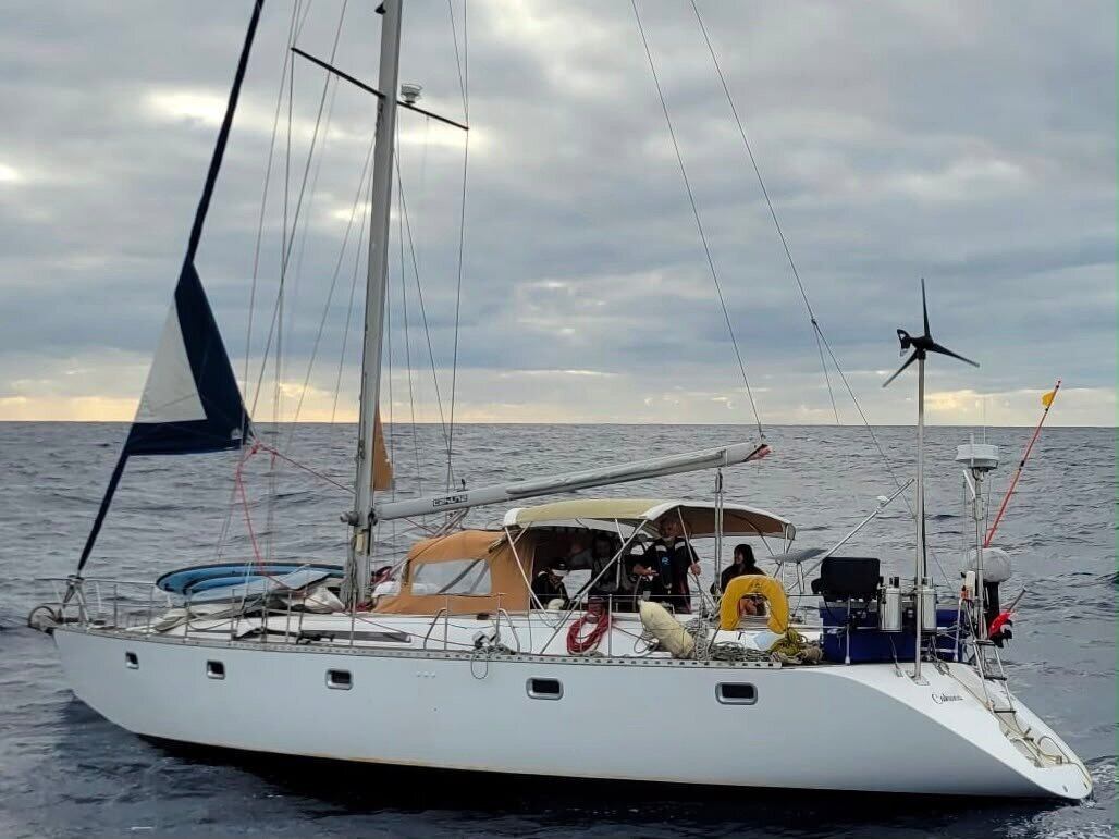  The stricken yacht Cahuna adrift on the Pacific.