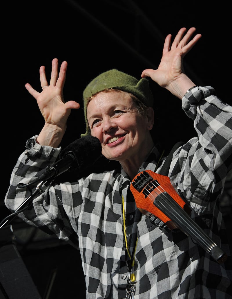 Laurie Anderson during her Music for Dogs concert at the Sydney Opera House in 2010, which almost 1,000 dog-lovers and their pets attended: Photograph: Greg Wood/AFP/Getty