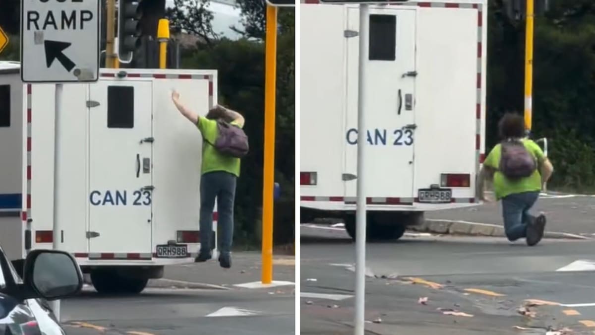 New video shows moment man falls from moving Corrections van in Auckland CBD