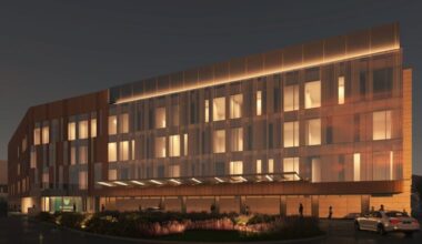 Main Line Health announced a major expansion at Paoli Hospital. The new patient building, shown in an architectural rendering, will have 108 beds.