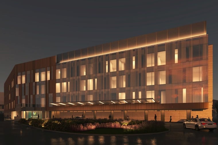 Main Line Health announced a major expansion at Paoli Hospital. The new patient building, shown in an architectural rendering, will have 108 beds.