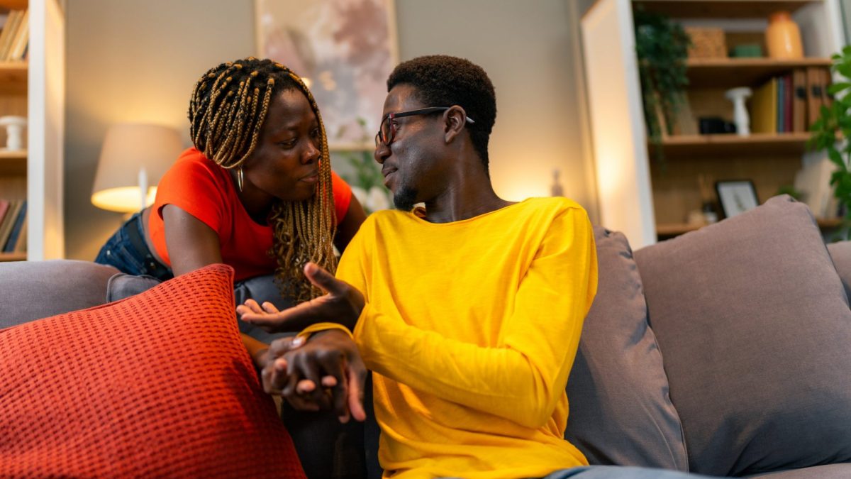 Happy young couple spending quality time together at home