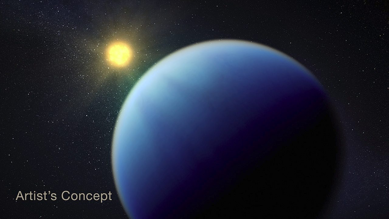 This artist’s concept shows what the hot sub-Neptune exoplanet TOI-421 b could look like.