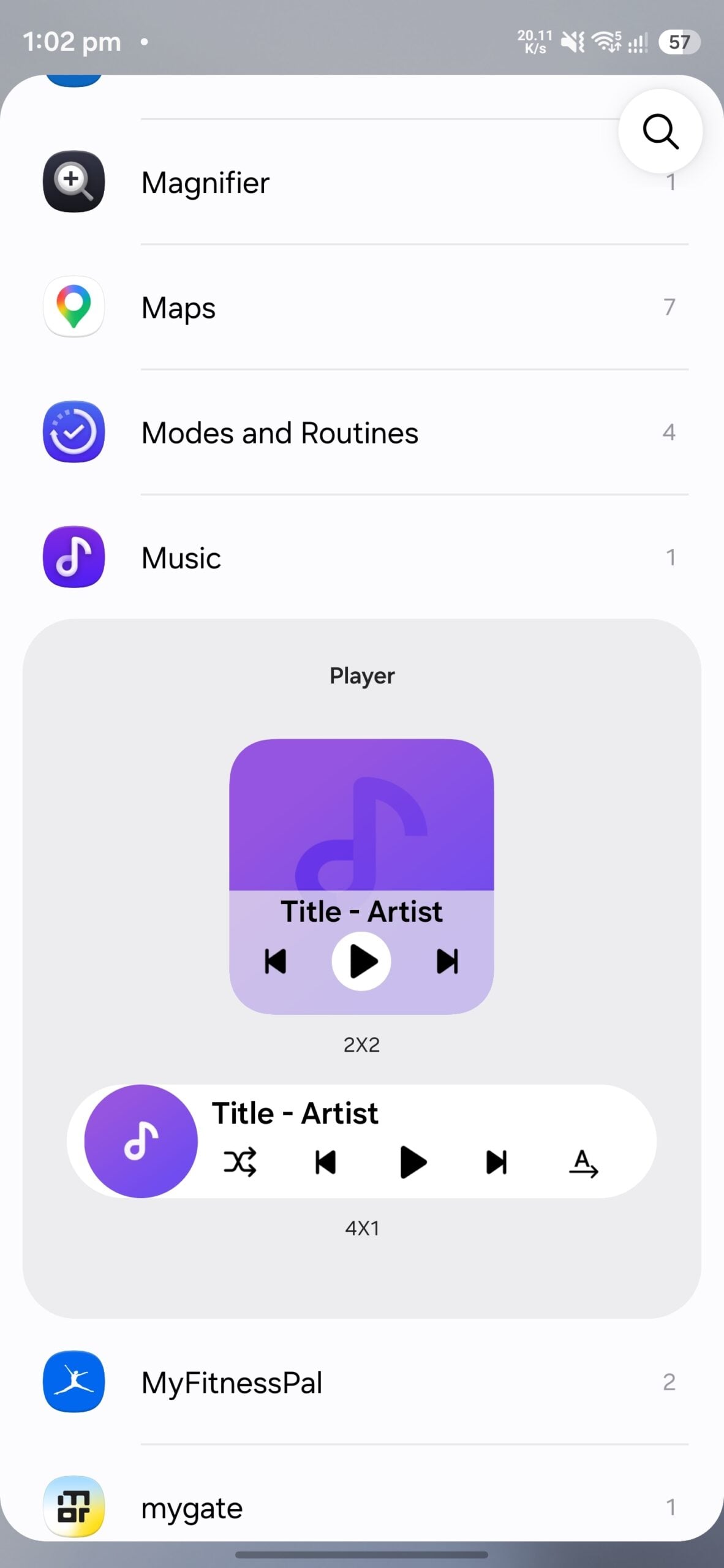 samsung music app for galaxy smartphones widget