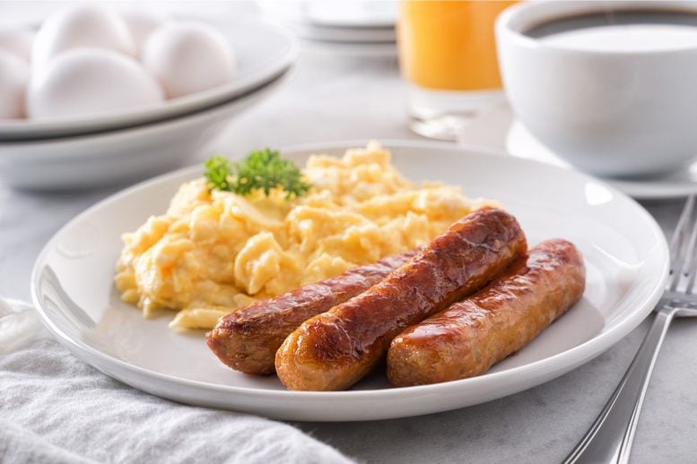 Scrambled Eggs and Sausage Breakfast