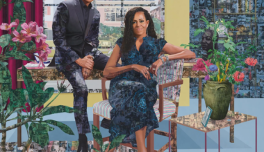 Njideka Akunyili Crosby, The Obamas: Springing Forth, 2026, © Njideka Akunyili Crosby. Commissioned by The Obama Foundation. Photo: Marten Elder