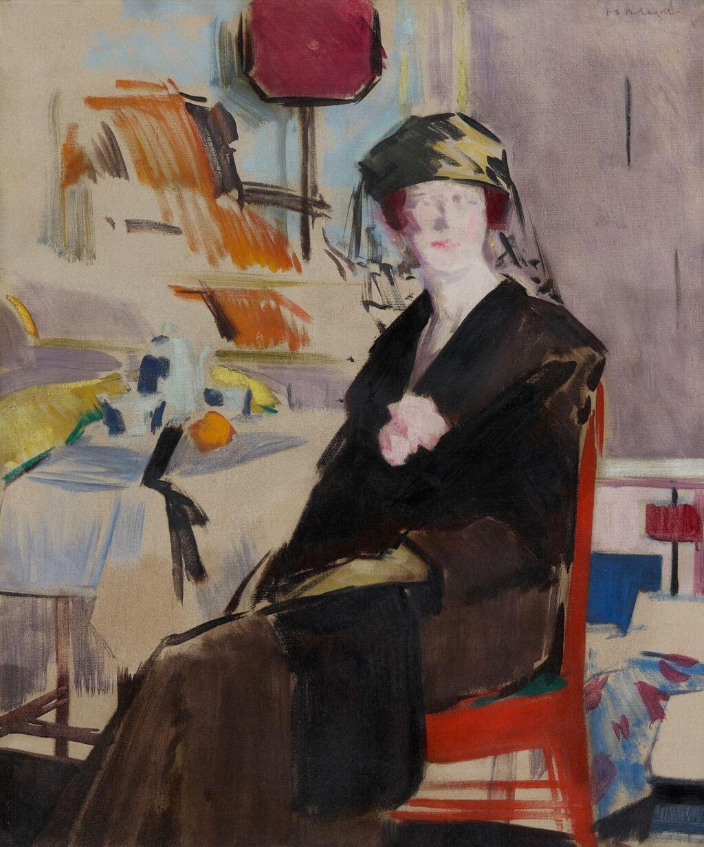 Interior: The Lady in Black (Photo: From the Lyon & Turnbull auction house website) הציור המדובר, Interior: The Lady in Black