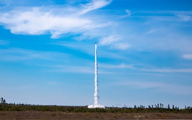 A T-Minus Barracuda sound rocket suffered an anomaly after launching from Spaceport Nova Scotia, prompting teams to abandon a second planned flight.