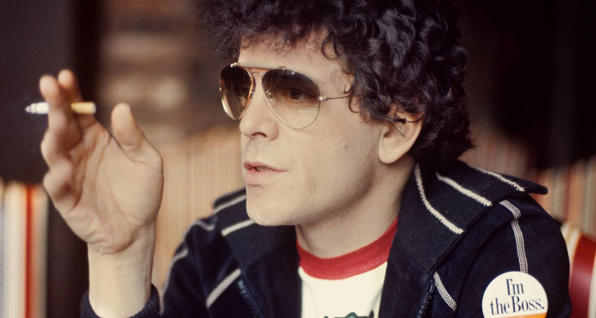 Lou Reed posed smoking a cigarette during an interview in Amsterdam, Netherlands in 1976