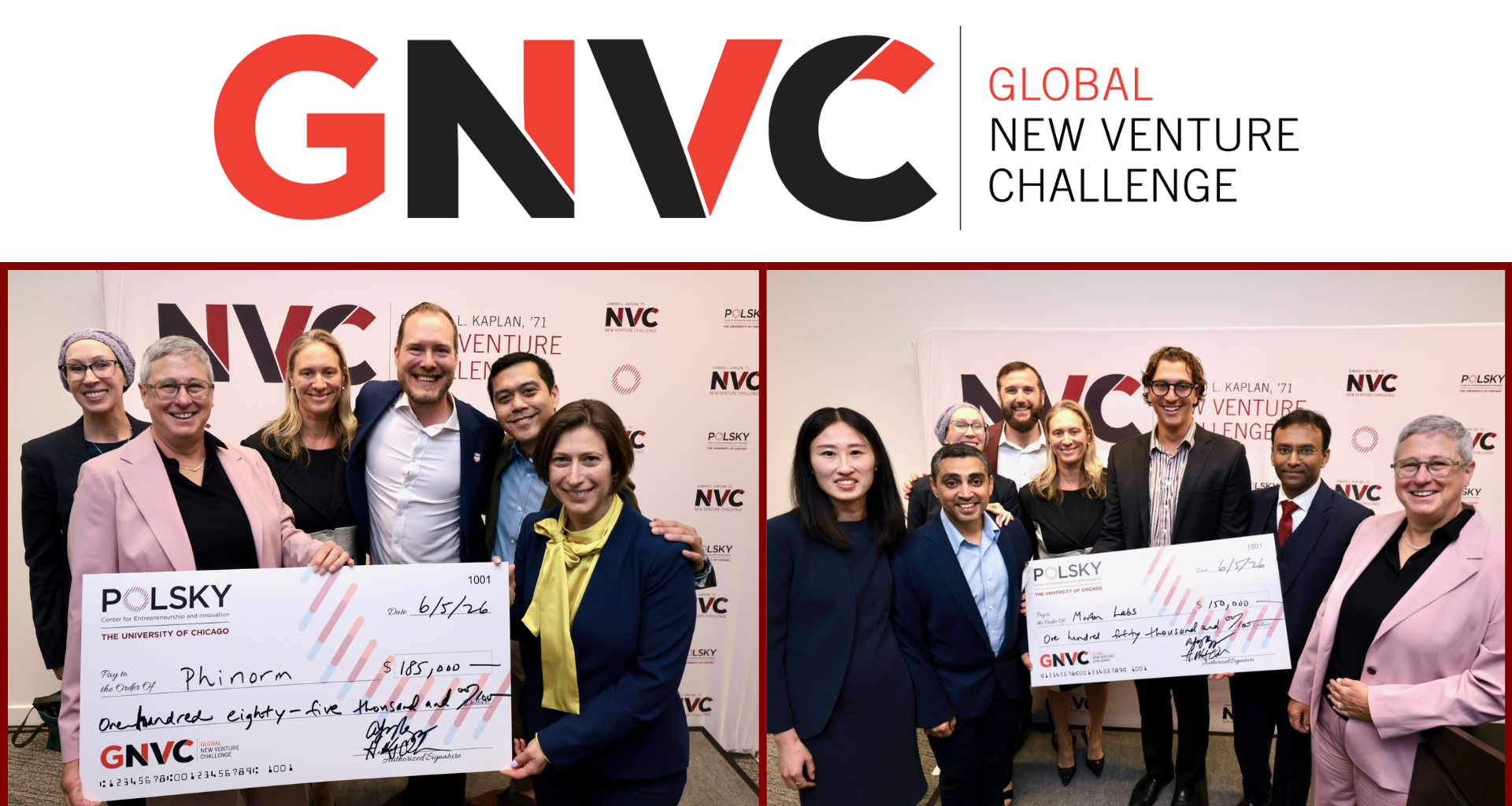 Record-Breaking $435,000 Awarded at 19th Annual Global New Venture Challenge; Phinorm, Morton Labs Tie for First Place