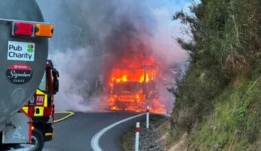 Truck fire shuts SH25A near Thames as crews battle blaze