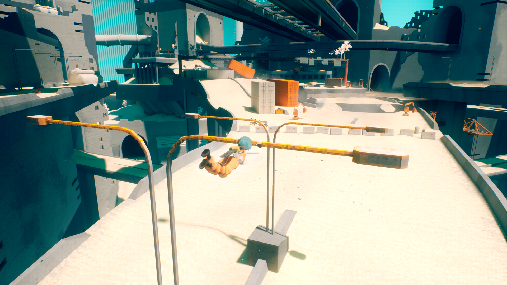 Game screens, stylised platforming world