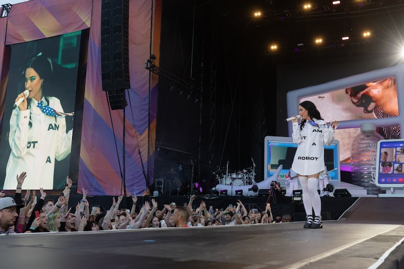 'I came with the freaking weather,' Katy Perry tells the crowd. Photo: Kieran Frost