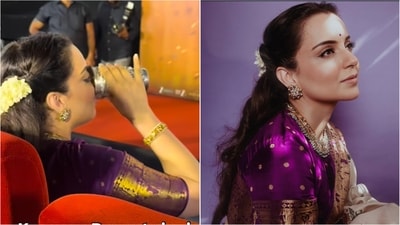 Kangana Ranaut was seen drinking water from a silver glass at a trailer launch, (Instagram)