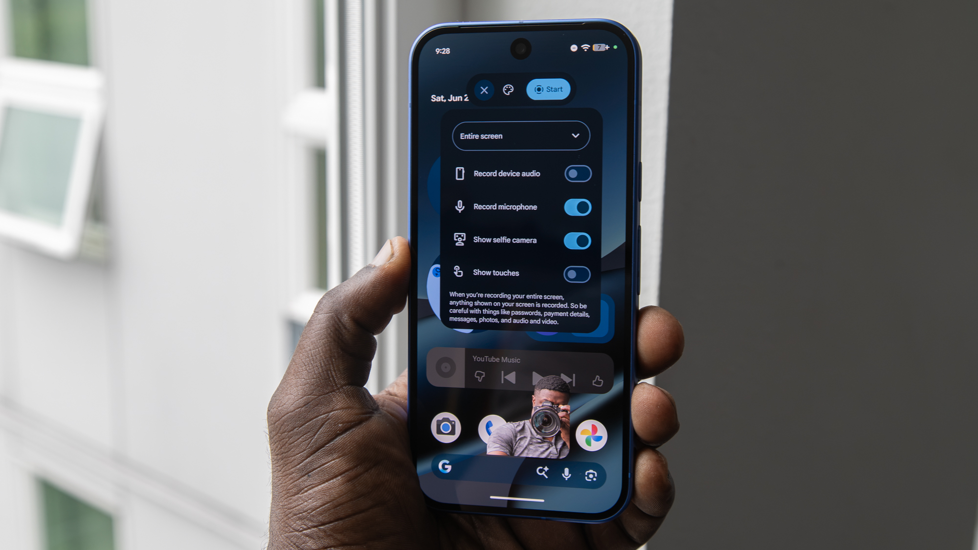 Screen Reactions on the Pixel 10 running Android 17