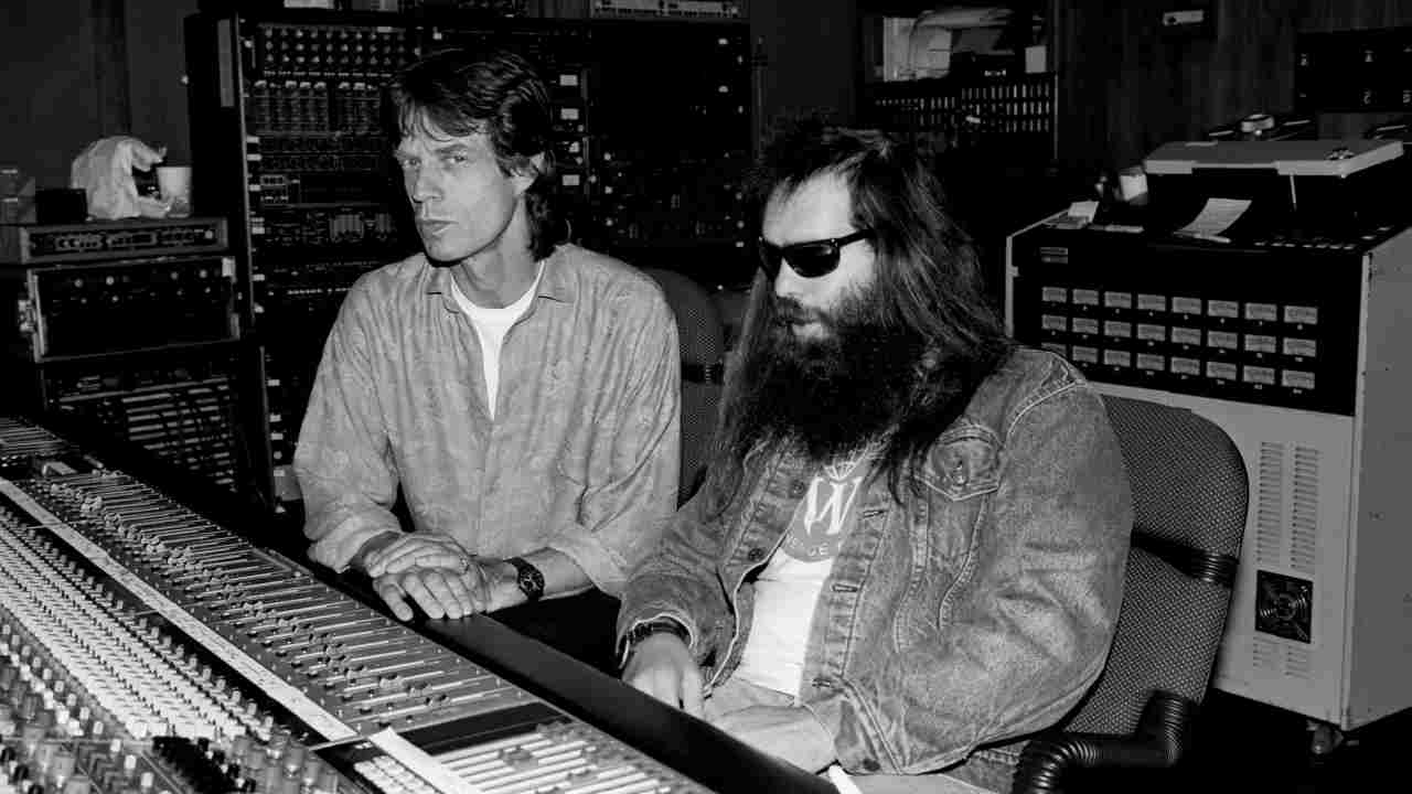 Mick Jagger and Rick Rubin in the recording studio in 1992