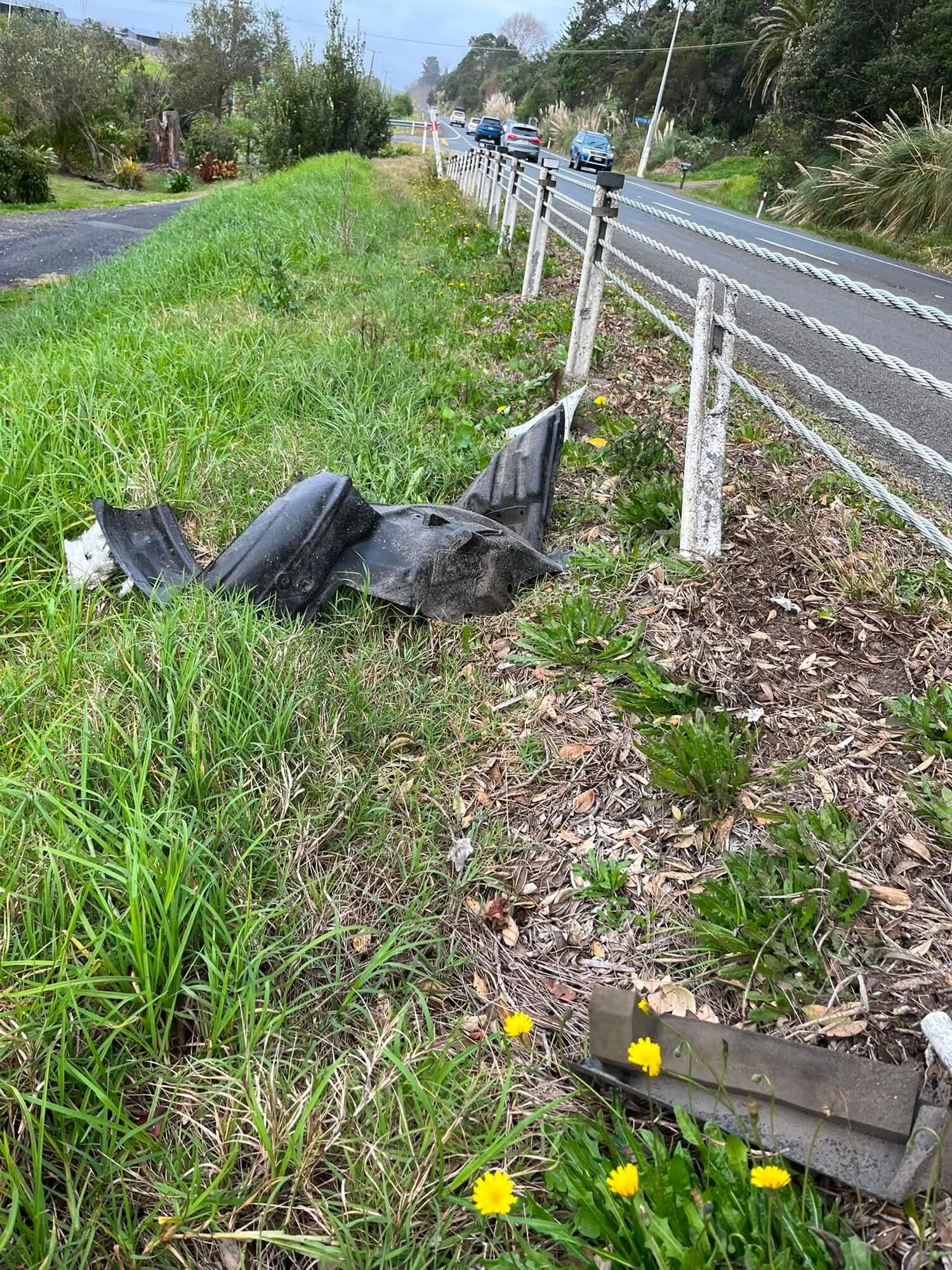 Debris from a recent crash near the Appleton Rd intersection of State Highway 2 at Waiotahe.