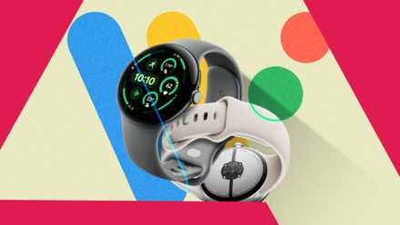 A Google Pixel Watch 3 and the Wear OS logo in the background.