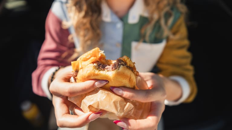 A half-eaten burger never made it home.