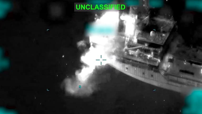 A merchant ship is fired on by US forces in the Gulf of Oman. 