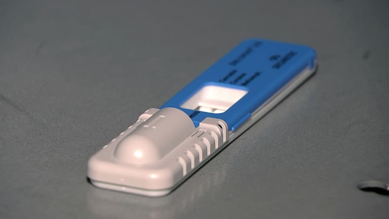 A roadside oral fluid drug test (file image)