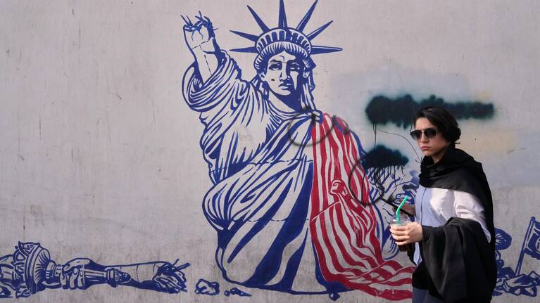 An anti-American mural on the wall of former U.S embassy in Tehran